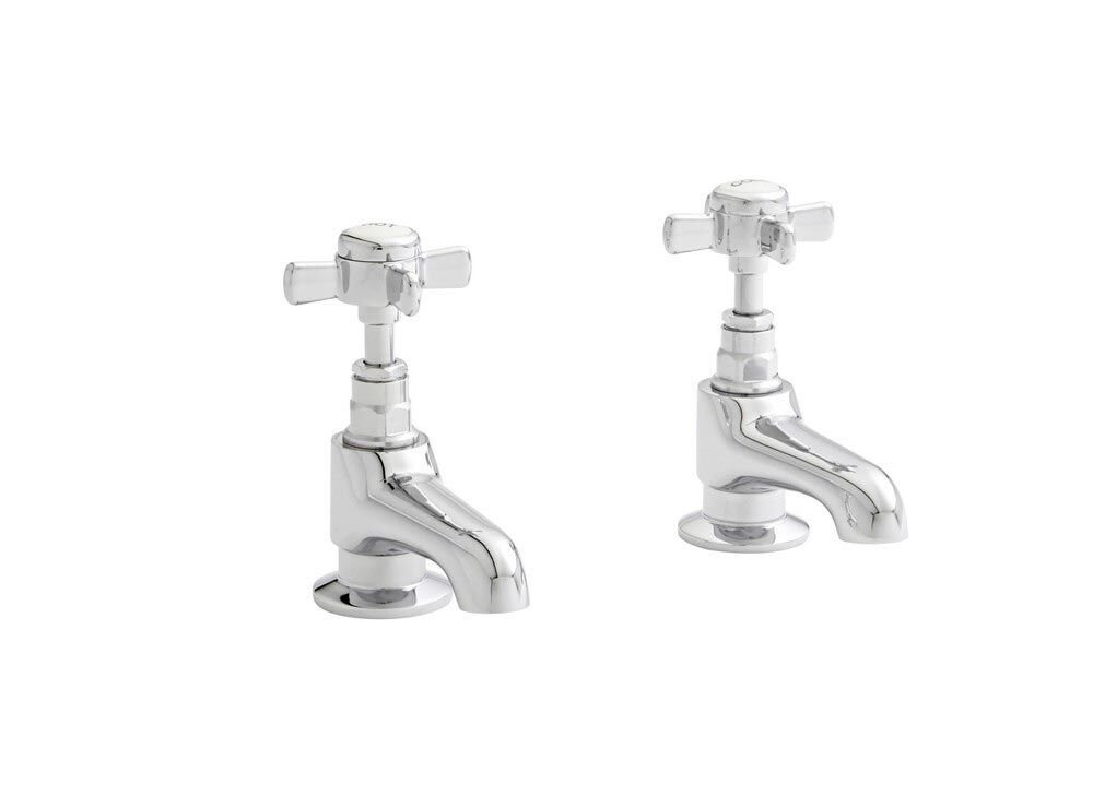 Kartell Klassique Deck Mounted Basin Pillar Taps - Chrome