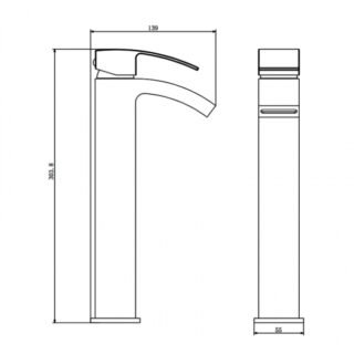 Kartell Fiuto Nero Deck Mounted Tall Basin Mixer Tap - Matt Black - Image 2