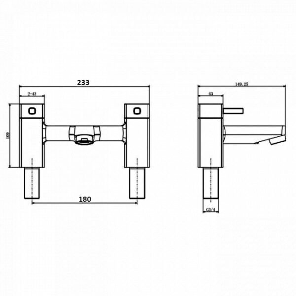 Kartell Mode Deck Mounted Bath Filler Tap - Chrome - Image 2