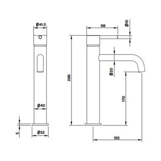 Kartell Ottone Deck Mounted Mono Tall Basin Mixer Tap - Brushed Brass - Image 2