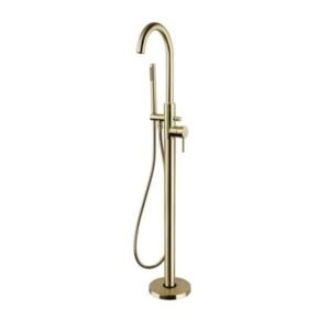 Kartell Ottone Freestanding Bath Shower Mixer Tap With Hose And Handset - Brushed Brass