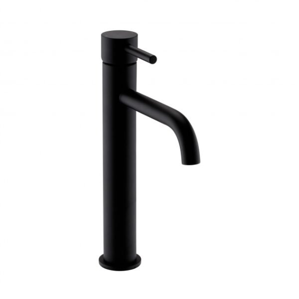 Kartell Nero Deck Mounted Mono Tall Basin Mixer Tap - Matt Black