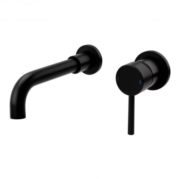 Kartell Nero 2 Hole Wall Mounted Basin Mixer Tap - Matt Black