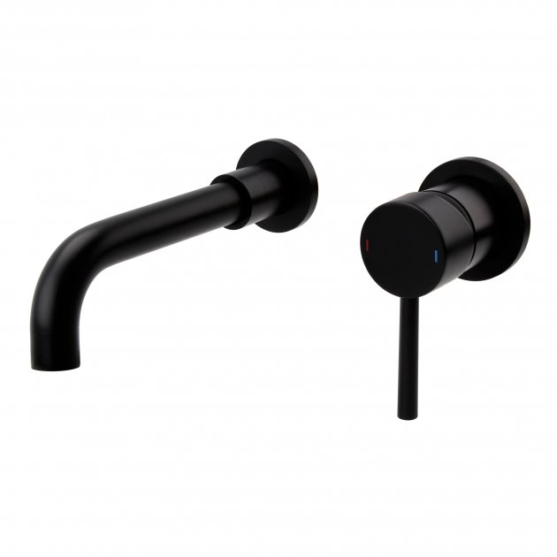 Kartell Nero 2 Hole Wall Mounted Basin Mixer Tap - Matt Black