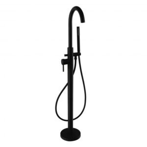 Kartell Nero Freestanding Bath Shower Mixer Tap With Hose And Handset - Matt Black