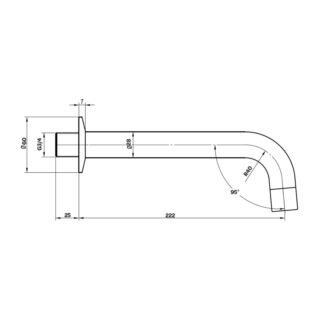 Kartell Nero Wall Mounted Bath Spout - Matt Black - Image 2