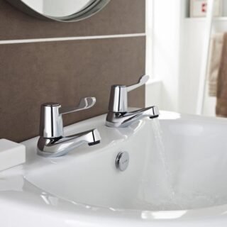 Kartell Leva Deck Mounted 1/2" Basin Pillar Taps - Chrome - Image 2