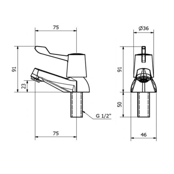 Kartell Leva Deck Mounted 1/2" Basin Pillar Taps - Chrome - Image 3
