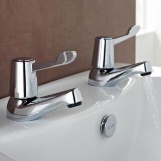 Kartell Leva Deck Mounted 3/4" Bath Pillar Taps - Chrome - Image 2