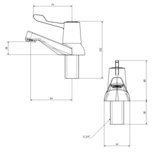 Kartell Leva Deck Mounted 3/4" Bath Pillar Taps - Chrome - Image 3