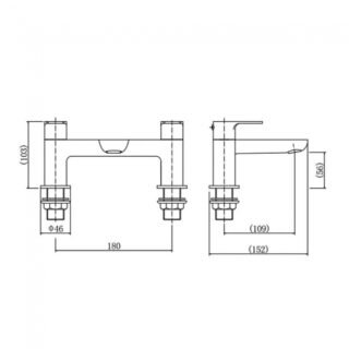 Kartell Mirage Deck Mounted Bath Filler Tap - Chrome - Image 2