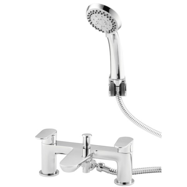 Kartell Mirage Deck Mounted Bath Shower Mixer Tap With Hose And Handset - Chrome