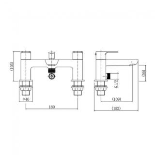 Kartell Mirage Deck Mounted Bath Shower Mixer Tap With Hose And Handset - Chrome - Image 2
