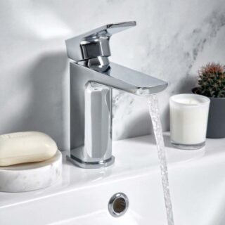 Scudo Muro Mini Mono Basin Mixer Tap With Waste - Chrome - Image 3