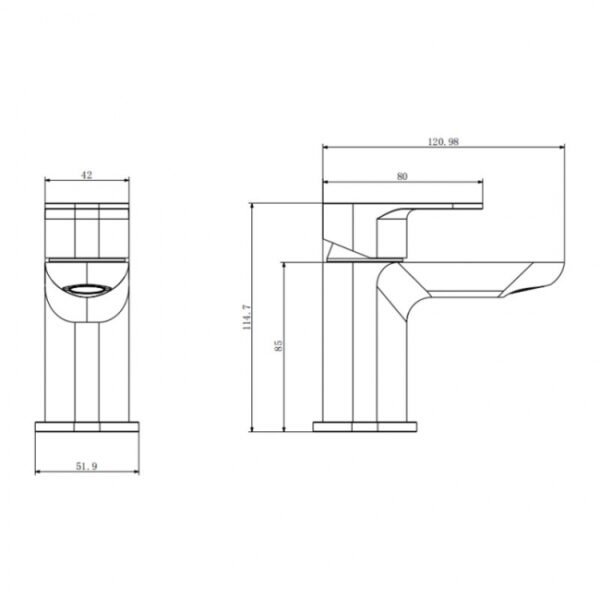 Kartell Visage Deck Mounted Mini Mono Basin Mixer Tap - Chrome - Image 2