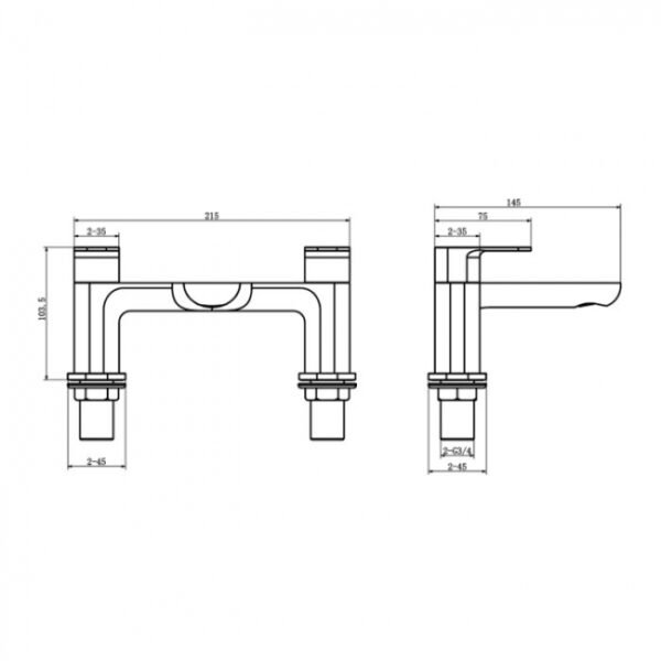 Kartell Visage Deck Mounted Bath Filler Tap - Chrome - Image 2