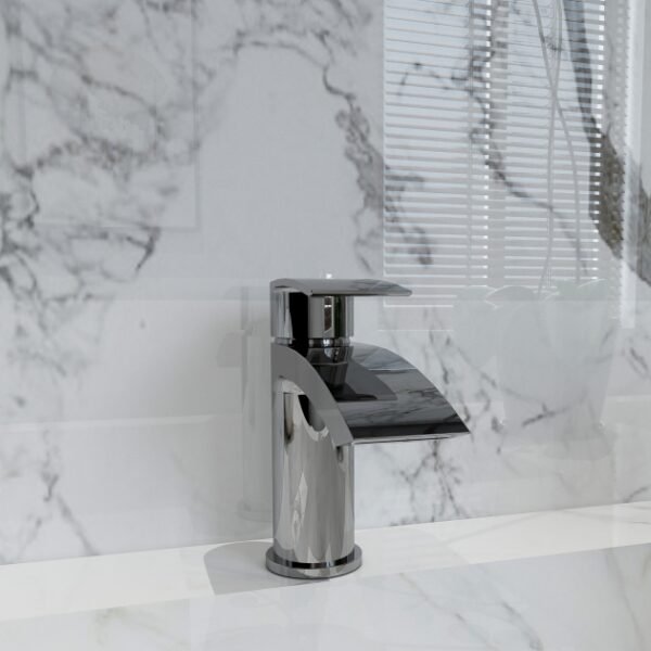 Kartell Curve Deck Mounted Mini Mono Basin Mixer Tap - Chrome - Image 2