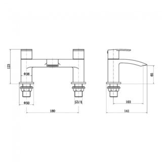 Kartell Curve Deck Mounted Bath Filler Tap - Chrome - Image 2