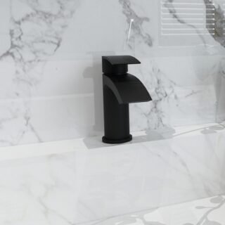 Kartell Curve Nero Deck Mounted Mini Mono Basin Mixer Tap - Matt Black - Image 2