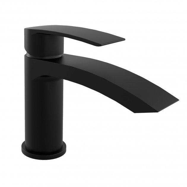 Kartell Curve Nero Deck Mounted Mini Mono Basin Mixer Tap - Matt Black