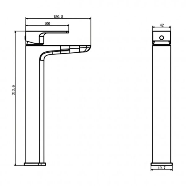 Kartell Kolt Deck Mounted Mono Tall Basin Mixer Tap - Image 2