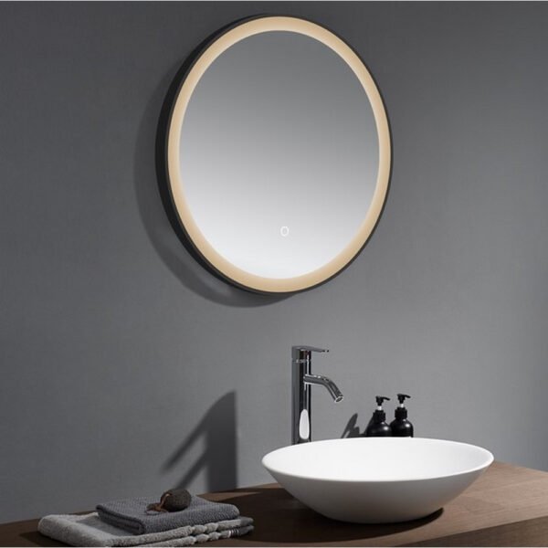 Kartell Tetbury Round Illuminated Mirror With White Acrylic Edge - Black