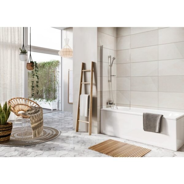 Scudo Thalia Single Panel Bath Screen - 800mm Wide