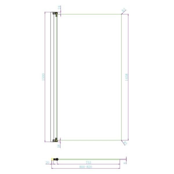 Scudo Thalia Single Panel Bath Screen - 800mm Wide - Image 2