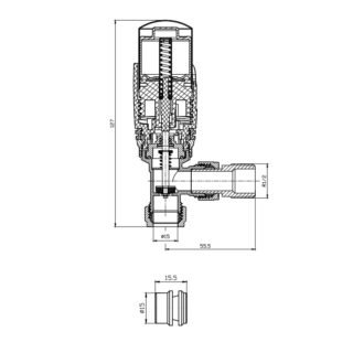 Kartell Refined All Thermostatic Angled Radiator Valve - Chrome - Image 2