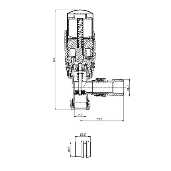 Kartell Refined All Thermostatic Angled Radiator Valve - Chrome - Image 2