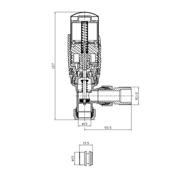 Kartell Refined Thermostatic Angled Radiator Valve - Chrome - Image 2