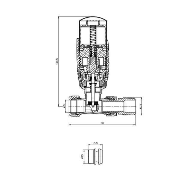 Kartell Refined Thermostatic Straight Radiator Valve - Chrome - Image 2