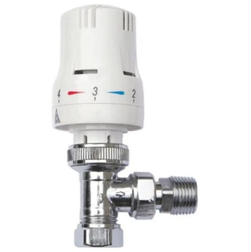 Kartell Style Thermostatic Angled Radiator Valve - Chrome