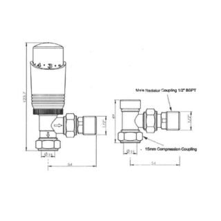 Kartell Style Thermostatic Angled Radiator Valve - Chrome - Image 2