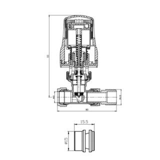 Kartell Style Thermostatic Straight Radiator Valve - Chrome - Image 2