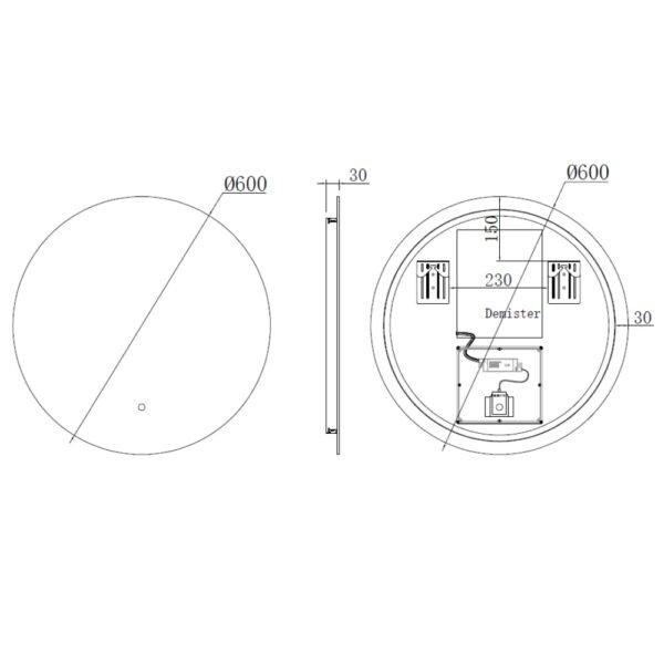 Kartell Tucson Round LED Illuminated Mirror - 600mm x 600mm - Image 4