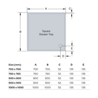 Kartell Anti Slip Square Shower Tray - White - Image 3