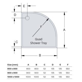 Kartell Anti Slip Quadrant Shower Tray - 900mm x 900mm - White - Image 3