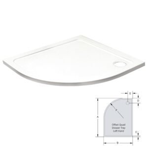 Kartell K-Vit Low Profile Offset Quadrant Shower Tray – White - 1200mm X 800mm, Left
