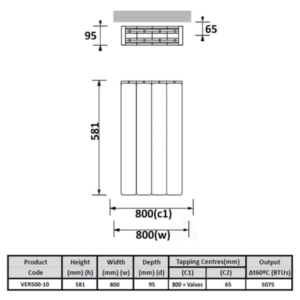 Kartell Vermont Flat Panel Horizontal Designer Radiator - White - Image 4