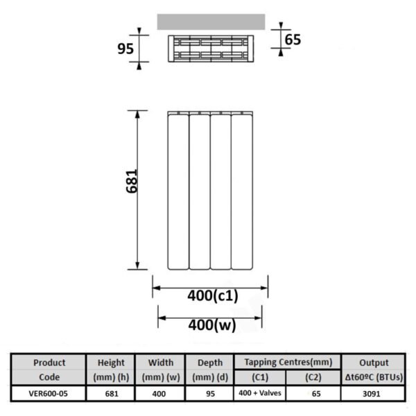 Kartell Vermont Flat Panel Horizontal Designer Radiator - White - Image 8