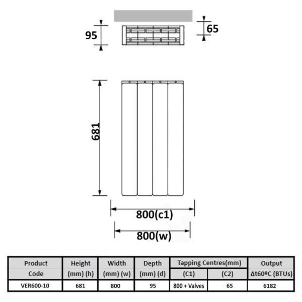 Kartell Vermont Flat Panel Horizontal Designer Radiator - White - Image 10