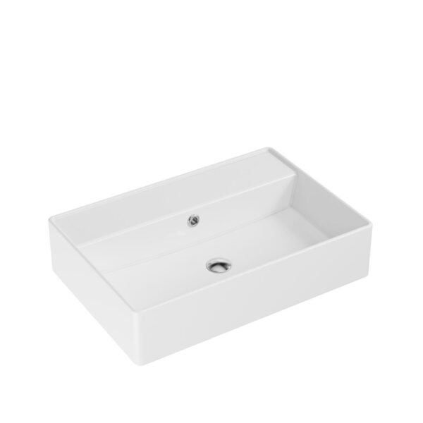 Scudo Riviera Rectangular Wall Hung Basin - 565mm Wide - Gloss White