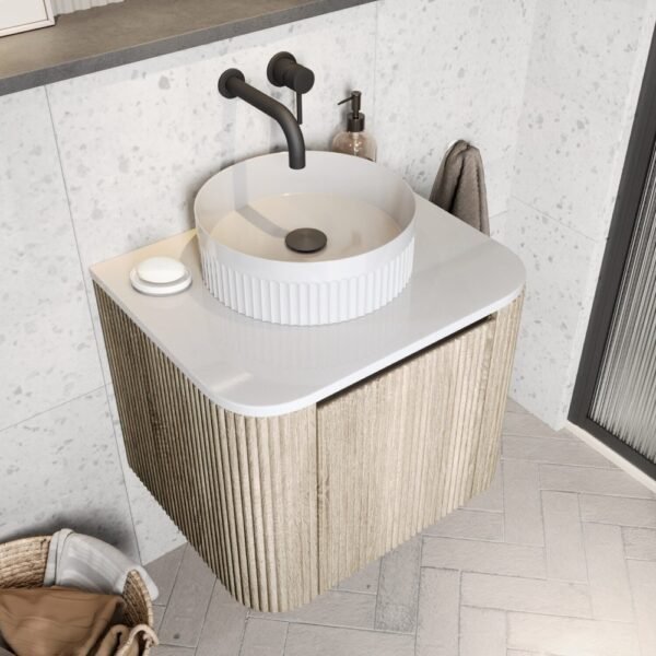 Scudo Fluted Round Countertop Basin - 360mm? - White - Image 4