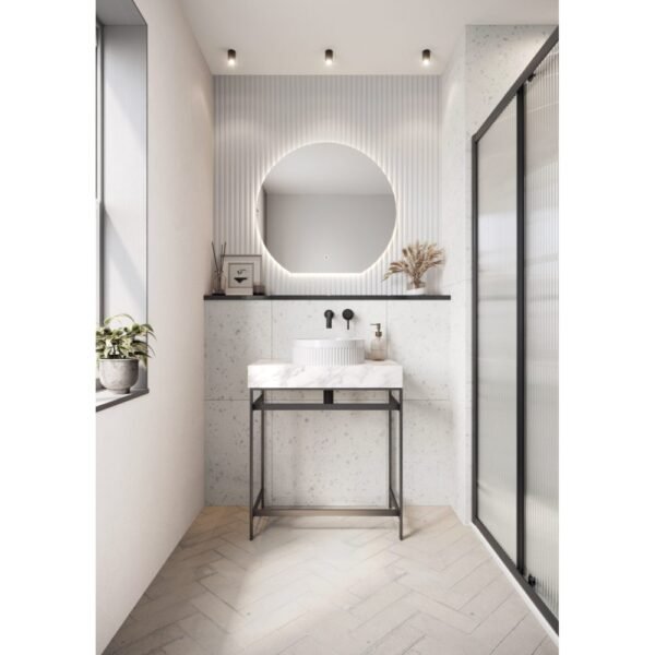 Scudo Fluted Round Countertop Basin - 360mm? - White - Image 5