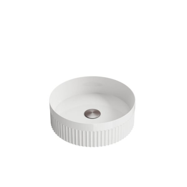 Scudo Fluted Round Countertop Basin - 360mm? - White
