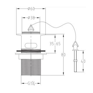 Kartell Slotted Basin Waste With Metal Plug & Plastic Backnut - Chrome - Image 3
