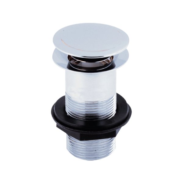 Kartell Unslotted Push Button Basin Waste - Chrome