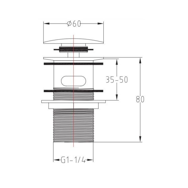 Kartell Slotted Push Button Basin Waste - Chrome - Image 2