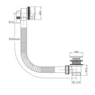Kartell Overflow Bath Filling Valve - Chrome - Image 2